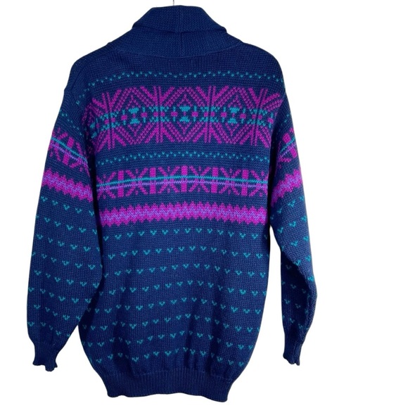 PENDLETON VINTAGE Button down V-Neck Sweater Cardigan with Fair Isle Small - Picture 3 of 8